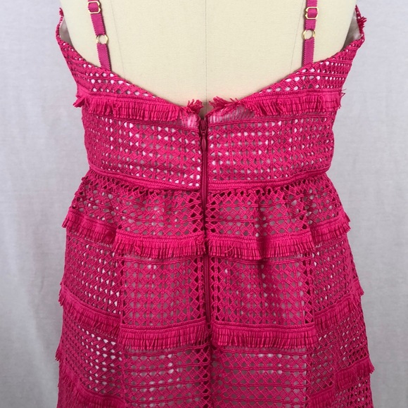 Barbie Pink! Anthropologie Hutch Eyelet Fringe Pink Dress - Picture 6 of 7